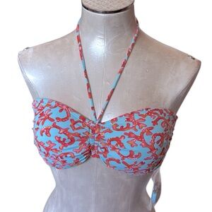Tommy Bahama Women’s Coral Cabana Bandeau Swim Bra Swimming Pool Blue Medium